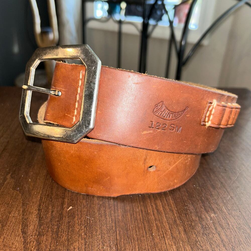 Vintage HUNTER holster belt ammo WESTERN cowhide leather 122 SM 28-34”